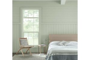 bedroom painted in sw escape gray