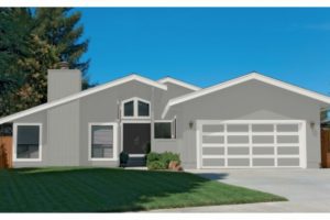 simulated image from sherwin williams color visualizer of exterior w/gray matters color scheme